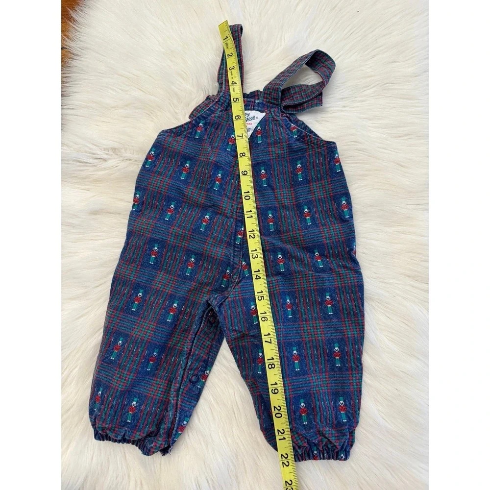 Vintage Baby‎ OshKosh B'gosh Plaid Nutcracker Overalls 6/9m Made in USA Holiday